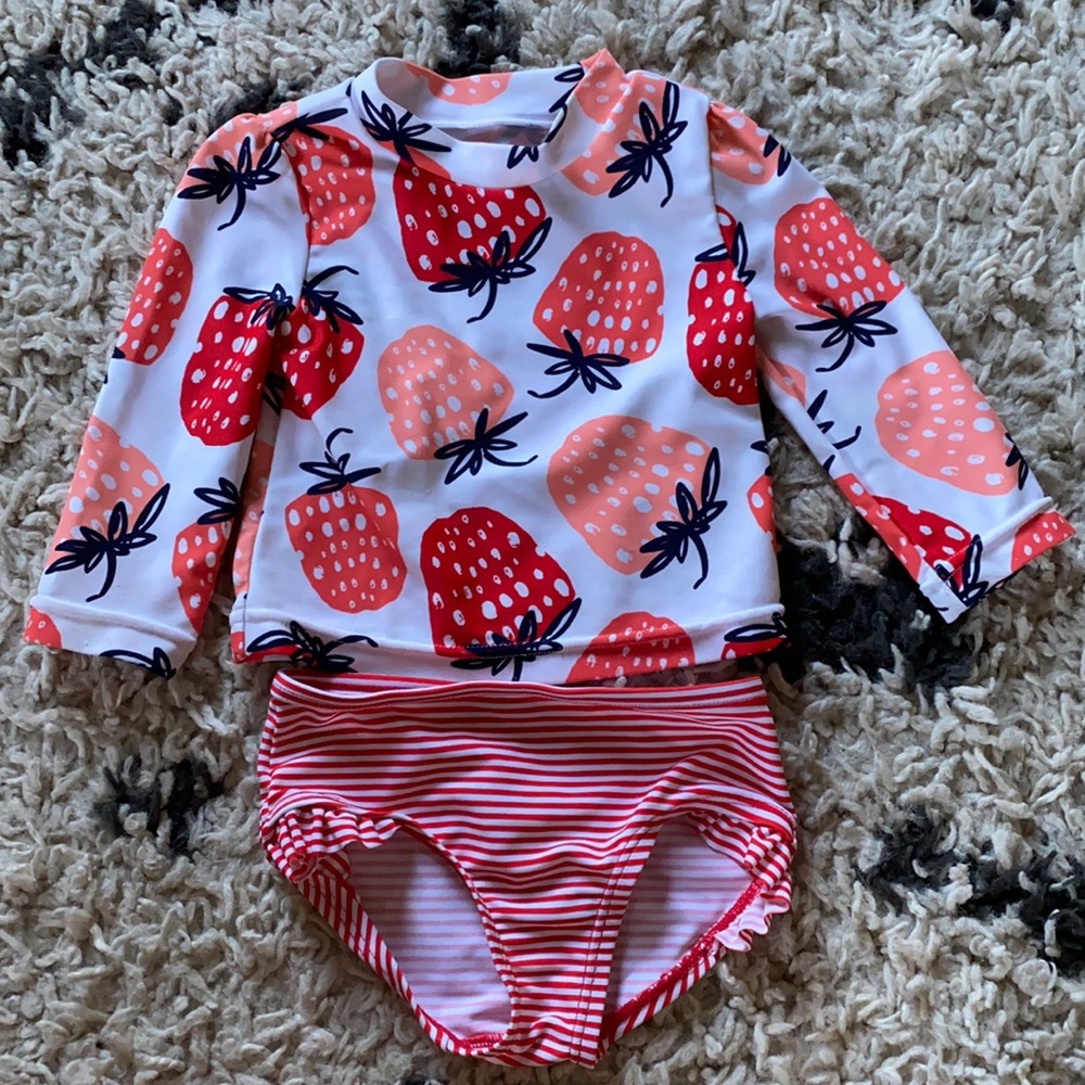 Baby Strawberry and stripes print two piece